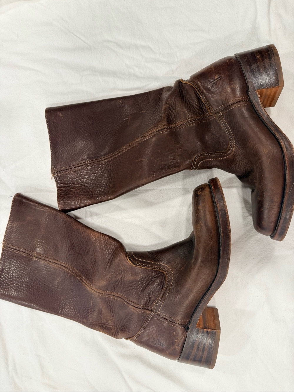 Frye Dark Brown Leather Western Pull-On Boots - Picture 8 of 15